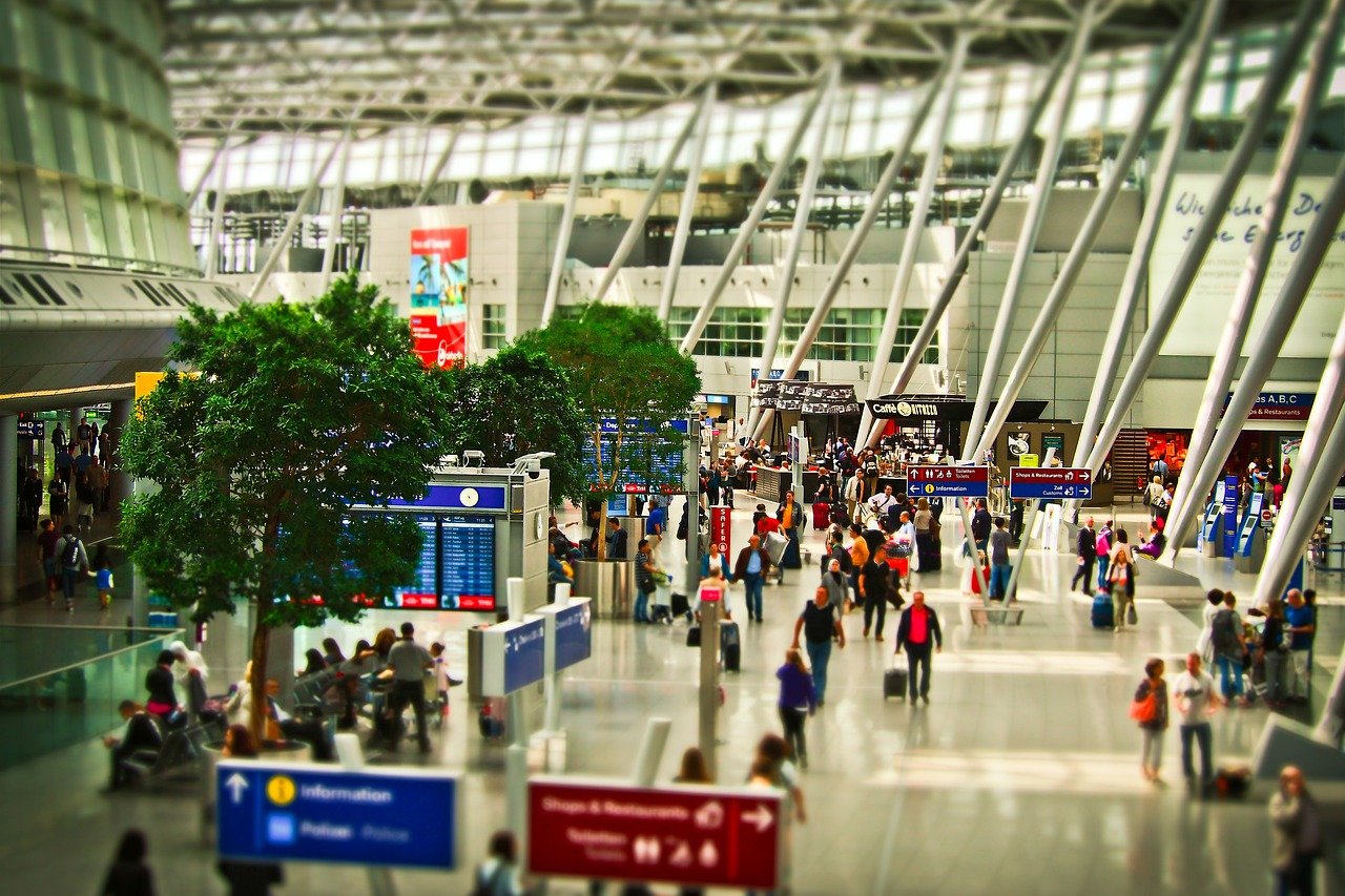 airport, terminal, flying, aviation, transport, architecture, international, building, travel, tourism, departure, arrival, passenger transport, vacations, to travel, plane, vacation, passengers, dusseldorf, airline travel, tilt shift, luggage, suitcase, airport, airport, airport, airport, airport